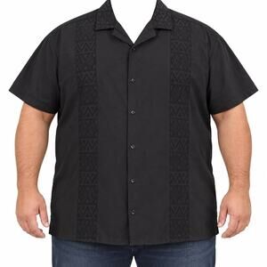Malibu Shirt Mens 3XL Black Geometric Stretch Short Sleeve Button-Up Casual